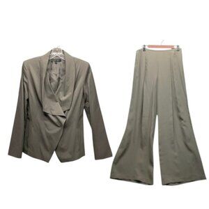 Lafayette 148 Suit Set Women's 8 Blazer Pants Shale Gray NWT Career Office